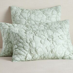 Pottery Barn Monique Lhuillier Marguerite Quilted Shams Set Standard Size NEW